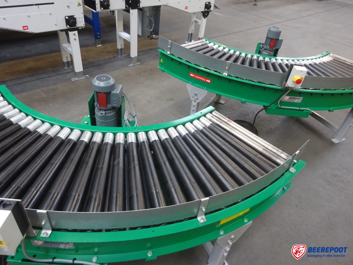 Aangedreven rollenbaanbochten